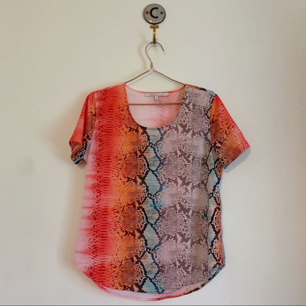 LOVERS + FRIENDS Short Sleeve Snakeskin Blouse